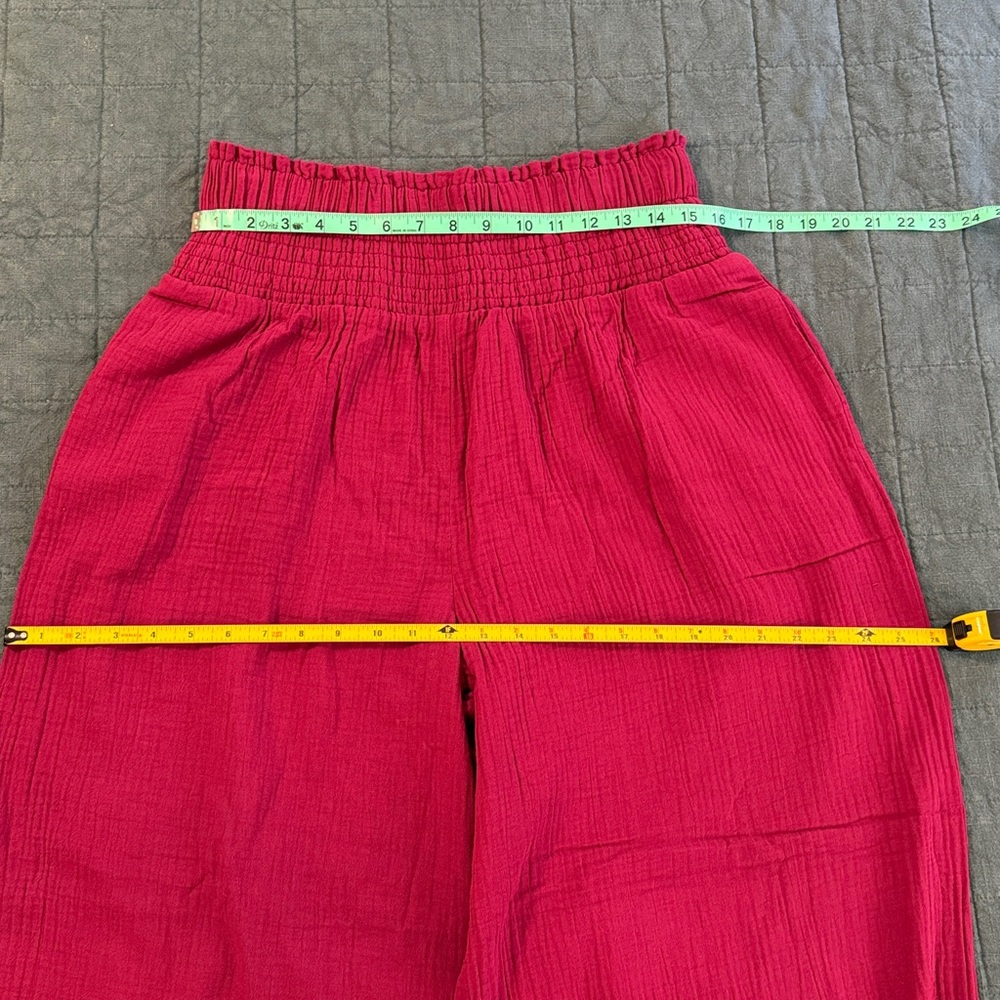 EUC Athropologie High Rise Elastic Waist Wide Leg Cotton Gauze Pants Sz M - Picture 8 of 9